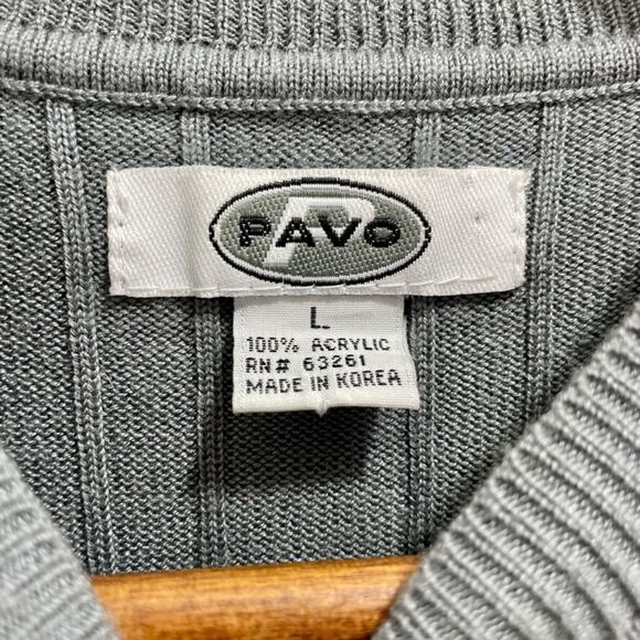 Vintage 1990s Pavo Men's Gray Ribbed Knit Fitted Crewneck T-Shirt Large - Picture 3 of 8